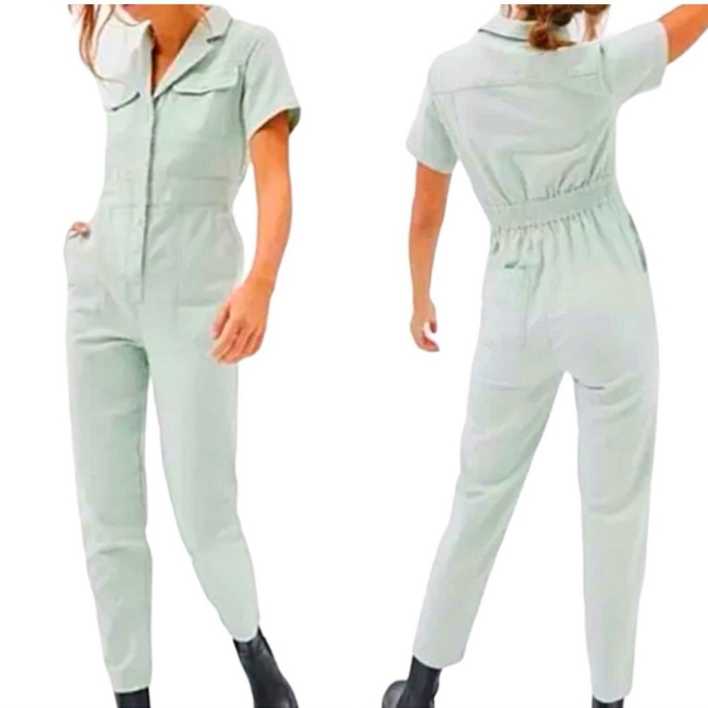 BDG • Womens Mint Green Lizzy Short Sleeve Cotton Twill Coverall Jumpsuit S NWOT - Picture 5 of 14